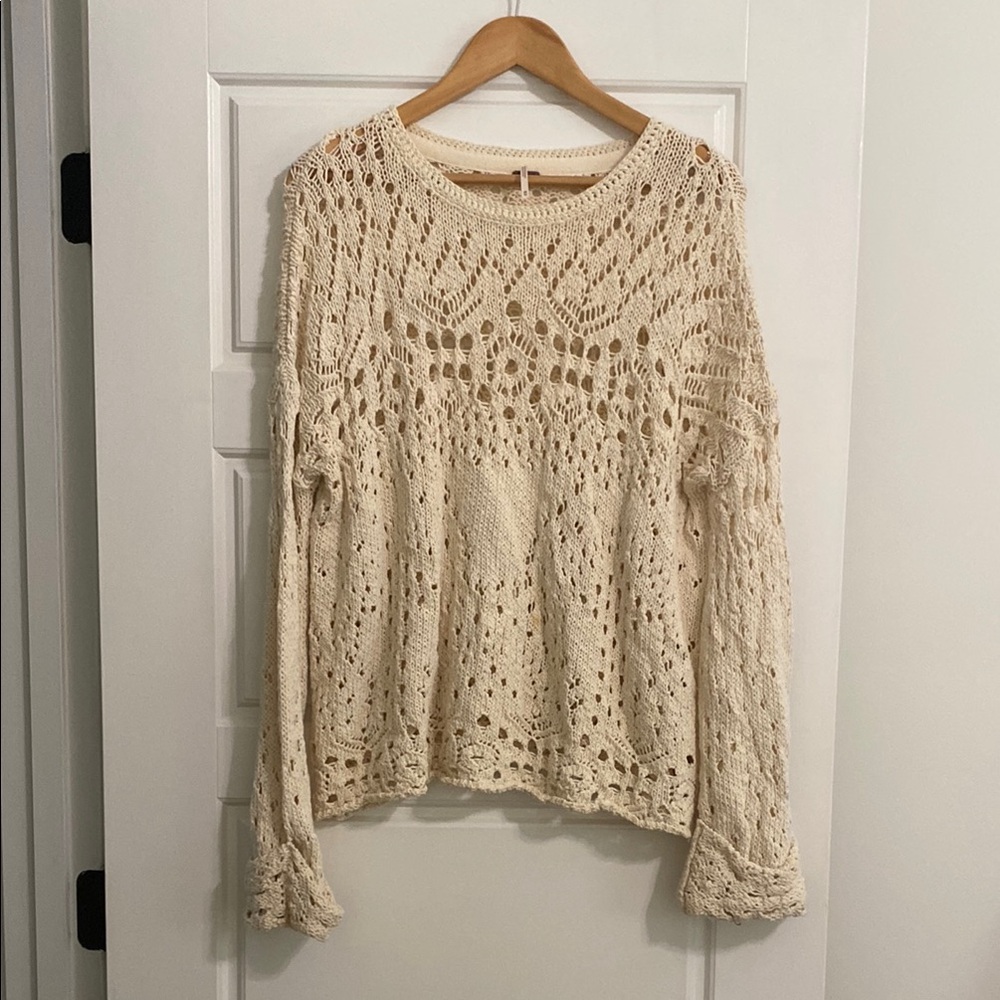 Free People Cream Off-the-Shoulder Sweater